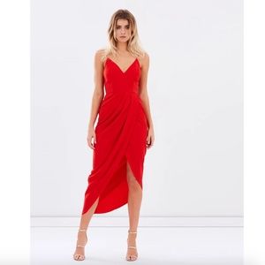 Red Shona Joy Cocktail Drape Dress Size 6